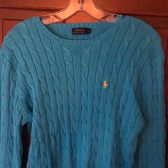 Blue Ralph Lauren Cable Knit Sweater. Size Large. Excellent Condition, Never Worn. Super Comfortable Sweater And Very Warm! Light Blue Crew Neck Knitted Sweater, Light Blue Knitted Crew Neck Sweater, Blue Soft Knit Crew Neck Sweater, Light Blue Knit Long Sleeve Sweater, Cozy Blue Long Sleeve Sweater, Blue Cable Knit Sweater With Crew Neck, Blue Cable Knit Crew Neck Sweater, Light Blue Long Sleeve Casual Sweater, Casual Long Sleeve Light Blue Sweater