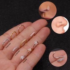 there are many different types of rings in the hand, including an earring and nose ring