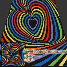 a multicolored tie with a heart on the front and back side, in different colors