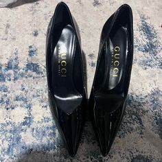 Brand New Authentic , 81/2 Comes With Box And Dust Bags Gucci Designer Pointed Toe Heels, Gucci Designer Patent Leather Heels, Designer Gucci Pointed Toe Heels, Gucci Designer Heels With Pointed Toe, Designer Gucci Patent Leather Heels, Chic Gucci Heels For Business, Gucci Black Closed Toe Heels, Gucci Business Heels With Branded Heel Counter, Black Gucci Luxury Heels