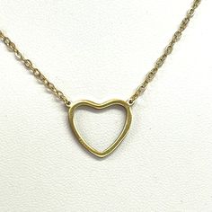 16" Goldtone necklace with open heart with 2" extender 14K-plated Open Heart, Delicate Necklace, Gold Tones, Plating