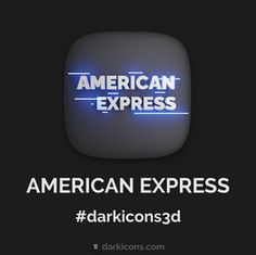 an american express logo with the words darkcoms on it in white and blue