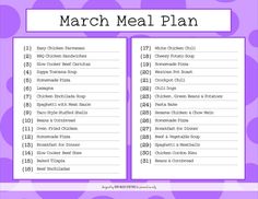 the march meal plan with purple polka dots