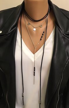 A personal favorite from my Etsy shop https://www.etsy.com/listing/496701832/new-black-leather-multi-strand Bohemian Layered Clavicle Chain Necklace For Party, Bohemian Long Layered Necklace With Clavicle Chain, Bohemian Layered Long Necklace With Clavicle Chain, Bohemian Lariat Necklace With Clavicle Chain For Parties, Bohemian Layered Clavicle Chain Necklace, Bohemian Layered Choker Necklace, Bohemian Layered Necklace With Adjustable Chain For Parties, Bohemian Style Layered Necklace With Adjustable Chain For Party, Bohemian Lariat Choker Necklace For Party