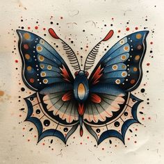 Vibrant Blue Butterfly Tattoo Master Files Butterfly Tattoo American Traditional, Side Piece Tattoos, Blue Butterfly Tattoo, Neo Tattoo, Traditional Tattoo Designs, Couple Matching Tattoo, Tattoo Master, Tattoo Collection, Old School Tattoo Designs