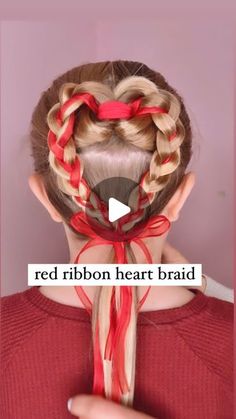 Audrey McClelland on Instagram: "RED RIBBON HEART BRAID ❤️ I wanted to try this heartbreak with some red ribbon to see what it looked like, and I fell in love with it! This is such a cute addition to the heart braid and it’s easy to do! This is such a great one for Valentine’s Day! Let me know if you try this one! ❤️❤️ . I share all of the hair products that we love and use in my stories and in my highlights. Feel free to ask me any questions. ❤️🫶🏻 . #hairdo #braidideas #braidinspo #braidinspiration #braid #simplehairstyles #simplehair #simplehairstyle #easyhairstyles #easyhairstyle #easyhairstylesforgirls #cutehairstyles #cutehair #hairvideo #hairideas #hairinspo #hairinspiration #hairvideos #hairidea #valentineshair #valentinesdayhair #hairstyles #hair #hairstyle #hairtutorial #hairtut Easy Ribbon Hairstyles, Braids With Ribbons In Them, Heart Hairstyle, Heart Braids, Hairdo Ideas, Heart Braid, Ribbon Heart, Ribbon Braids, Braid Inspiration