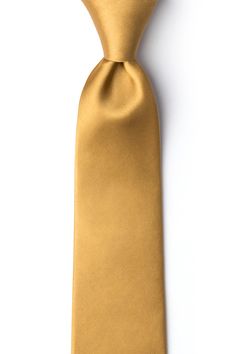 No age is too young for the refined sophistication of the necktie. And here to prove this maxim true is the latest neckwear line from Brent Morgan. Rendered in bright gold toned silks, this necktie brings with it the style and grace of menswear classics but with the added touchstones of youth and style that will turn your young rapscallion of a kid into the polite and well-mannered gentleman you've always wanted him to be. Or at the very least, he will look like that dashing gentleman you've alw Gold Tie, Boys Ties, Yellow Ties, Cool Ties, Gold Silk, Bright Gold, Style And Grace, Tie Accessories, Ties Mens