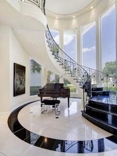 Foyer Design, Interior Stairs, Mansions Luxury, Grand Piano, High Ceilings, House Stairs