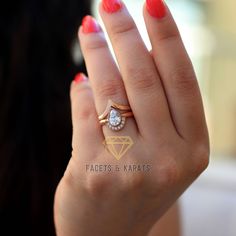 Unique one of a kind Pear Shaped Engagement Ring Bridal Set with V Shaped Nesting Chevron Wedding Band in Solid 14k Real Rose Gold, Alternative Wedding Rings. Hand crafted in solid 14k rose gold, this bohemian style, pear shaped engagement ring and V shaped wedding band is unique in every sense. Set in a gorgeous hand carved beaded bezel, the center pear shaped amorphous diamond is of the highest quality with a color grade of D and clarity grade of VVS1. A truly one of a kind ring for a truly on Teardrop Wedding Diamond Ring With Rose Cut Diamonds, Wedding Teardrop Diamond Ring With Rose Cut Diamonds, Anniversary Pear-shaped Rose Cut Diamond Ring, Pear-shaped Rose Cut Diamond Wedding Ring, Wedding Stackable Rose Gold Diamond Rings, 14k Gold Wedding Jewelry With Halo Design, 14k Gold Wedding Rings With Halo Design, Teardrop Diamond Cut Wedding Ring, Halo Wedding Ring Fine Jewelry