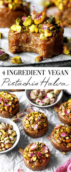 four ingredient vegan pies with nuts and sprinkles on the top