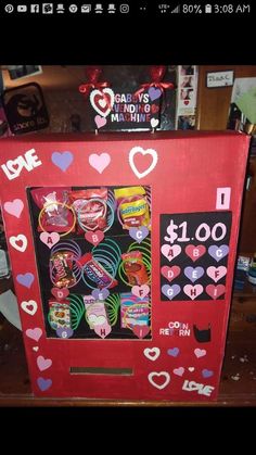 a valentine's day vending machine with lots of candy