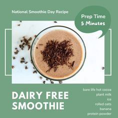 Dairy Free, Vegan and Gluten Free Hot Cocoa Protein Smoothie Recipe