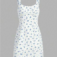 Brand New! Still Has Tags Attached! No Longer Sold On The Website Cute White Dress With Ditsy Floral Print, White Square Neck Casual Sundress, White Sundress With Ditsy Floral Print, Casual White Mini Dress With Ditsy Floral Print, White Ditsy Floral Mini Dress For Vacation, White Mini Dress With Ditsy Floral Print For Vacation, White Cotton Mini Dress With Ditsy Floral Print, White Ditsy Floral Print Sundress For Summer, White Ditsy Floral Sundress For Summer