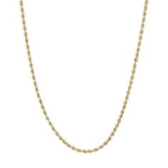 "Make a sensational style statement when you wear this 14k gold rope chain. Chain Details: Type: Hollow rope Clasp: lobster-claw Metal: 14k gold Width: 1.8mm Size: 20"". Gender: female. Age Group: adult." Rose Gold Halo, 14k Yellow Gold Necklace, Gold Rope Chains, Rope Chain Necklace, Necklaces Gold, Yellow Gold Necklace, Engagement Ring Sizes, Gold Chain Jewelry, Gold Halo