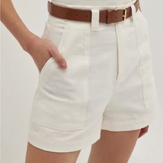 Brand New With Tags For When You're On The Go. This Classic Cotton Shorts Features A Mini Length In An A-Line Silhouette. Comes With A Removable Belt For An Added Detail. Has A Front Clasp Closure And Functional Pockets. Size 8 High Quality Fast Shipping Money Aesthetic, Old Money Aesthetic, Cotton Shorts, The Go, A Line, Dress Up, High Waisted, Womens Shorts, Money