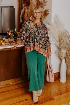 Jewel Toned Outfits, Loose Sleeves, Yellow And Purple, V Cut, V Cuts, Jewel Tones, Floral Top, Green And Orange, Paisley Print