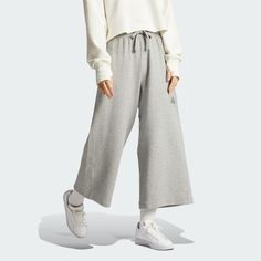 adidas ALL SZN Rib 7/8-Length Wide Leg Pants - Grey | Free Shipping with adiClub | adidas US Spring Adidas Cotton Activewear, Adidas Cotton Athleisure Pants, Adidas Sporty Sweatpants For Spring, Sporty Adidas Joggers For Spring, Sporty Capri Length Pants For Spring, Sporty Wide Leg Spring Joggers, Casual Wide-leg Sports Bottoms, Adidas Joggers For Spring Streetwear, Adidas Cotton Casual Sweatpants