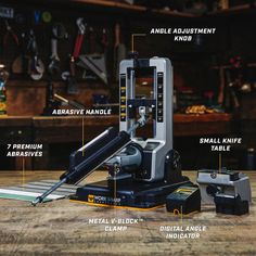 the parts of a drill press are labeled