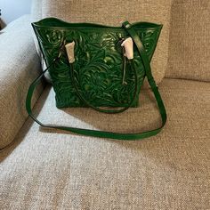 Nwt Patricia Nash Green Leather Cutout Adeline Tote Bag With Duster Bag Crossbody Strap Gorgeous Bag!! Designer Green Satchel With Large Capacity, Designer Green Shoulder Bag With Large Capacity, Designer Green Handheld Bag, Designer Green Bags For Everyday Use, Designer Green Shoulder Satchel, Classic Green Handheld Shoulder Bag, Classic Green Handheld Bag, Green Leather Rectangular Satchel, Classic Green Handheld Satchel