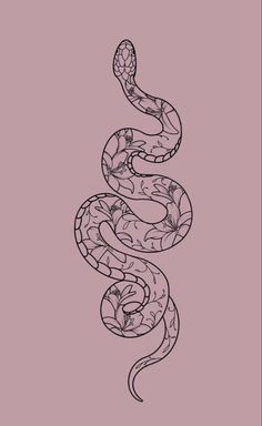 a drawing of a snake on a pink background