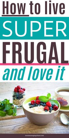 the cover of how to live super frugal and love it, with berries in a bowl