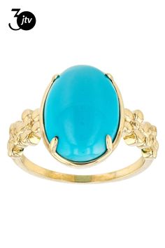 Pre-Owned 14x10mm Oval Sleeping Beauty Turquoise 10k Yellow Gold Ring. Measures Approximately 0.84"L x 0.59"W. .  This product may be a customer return, vendor sample, or on-air display and is not in its originally manufactured condition.  It may not be new.  In some instances, these items are repackaged by JTV. Sleeping Beauty Turquoise, Yellow Gold Ring, 10k Gold, Yellow Gold Rings, Gold Ring, Sleeping Beauty, Gold Rings, Yellow Gold, Turquoise