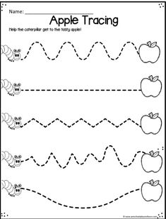 an apple traceing worksheet for kids to practice their handwriting and writing skills