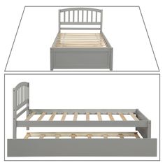 the bed frame is made up and ready to be used as a child's bed