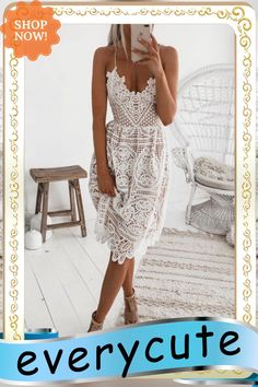 Backless Halter Lace Midi Dress P10064 Dresses By Length, Lace Midi, Lace Midi Dress, Women's Fashion Dresses, Midi Dress, Lace, Fashion Dresses, Dresses