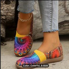 New! Women's Colorful Flat Shoes, Casual Slip On Closed Toe Shoes, Lightweight & Comfortable Shoes.. Size: 8. Material: Fabric. Closure: Slip-On. Special Features: Lightweight. Type: Mary Jane. Printing: Random Printing Sam Edelman Loafers, Flats Shoes Comfortable, Black Suede Loafers, Floral Flats, Loafer Shoes Women, Closed Toe Shoes, Ballet Fashion, Patent Shoes, Comfortable Flats