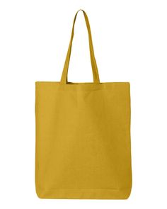 a yellow tote bag on a white background with clipping for the bottom corner