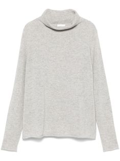 light grey cashmere knitted construction mélange effect rolled trim roll neck long sleeves straight hem Allude Cashmere, Sweater Grey, Iconic Bags, Exclusive Fashion, Roll Neck, Ballet Flat Shoes, Ski Wear, Lady Dior, Cashmere Sweater