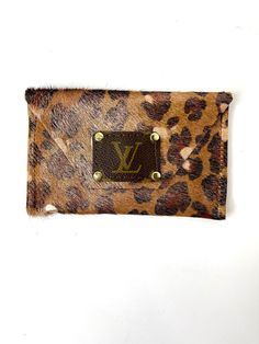 Rose Gold Leopard HOH - Large Card Holder - Patches Of Upcycling Chic Rectangular Card Holder With Card Slots, Trendy Brown Phone Bag With Card Slots, Trendy Brown Wallet With Cell Phone Pocket, Chic Brown Card Holder With Slots, Chic Brown Card Holder With Card Slots, Chic Brown Card Holder For Everyday Use, Trendy Rectangular Card Holder With Slots, Trendy Rectangular Card Holder With Interior Slots, Trendy Rectangular Card Holder With Card Slots