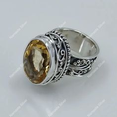 Elegant Silver Citrine Gemstones, Formal Silver Citrine Crystal Ring, Antique Silver Citrine Jewelry, Silver Bohemian Citrine Rings, Nickel-free Silver Citrine Jewelry, Oval Jewelry, November Birthstone, Citrine Stone, Citrine Ring