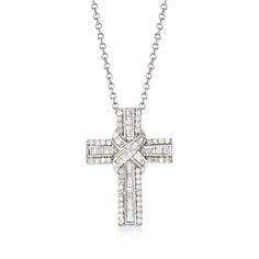 Ross-Simons - .50ct t. w. Diamond Cross Pendant Necklace in Silver. 18". This cross pendant necklace shines for all to see. .50 ct. t. w. round and baguette diamonds illuminate the fine symbol of faith. Set in polished sterling silver on a cable chain. Springring clasp, diamond cross pendant necklace. Diamond birthstones are the perfect gift for April birthdays. Pendant Necklace Diamond, April Birthday, Diamond Birthstone, Baguette Diamonds, Necklace Diamond, Fine Jewelery, Diamond Cross Pendants, Diamond Cross, Cross Pendant Necklace