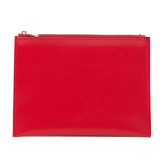 a red zippered pouch on a white background