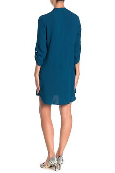 Modest three quarter sleeves with rolled up tabs add a relaxed look to a classic shirt dress, perfect for casual office or daytime attire. Classic Shirt Dress, Simple Dress, Casual Office, Women's Skirts, Top Designer Brands, Office Casual, Nordstrom Dresses, Three Quarter Sleeves, Perfect Dress