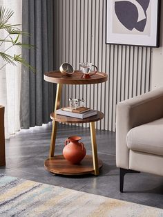 a living room with a couch, chair and coffee table