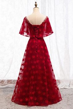 Shop Formal Long Red Lace Burgundy Dress With Cape online. SheProm offers formal, party, casual & more style dresses to fit your special occasions. Formal A-line Lace Maxi Dress, Red A-line Dress For Banquet, Red V-neck Evening Dress For Prom, Burgundy A-line Evening Dress For Prom, Red A-line Evening Dress For Prom Season, Red A-line Dress For Prom Season, Red A-line Evening Dress For Party, Red A-line Gown For Party, Holiday A-line Prom Gown