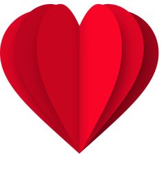 a red paper heart on a white background