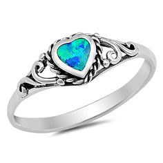 High Quality .925 Sterling Silver Heart Design Ring with Lab Opal Free EngravingPerfectly crafted from 925 Sterling Silver, this beautiful ring features a heart design to symbolize love and perfection, making it suitable as a gift of promise. With an attractive opalescence made possible from its Lab Opal, this ring presents an irresistible way of showing your promise of love and affection to a loved one. It has been finished with a high polish for an attractive elegant look and has a gift box in Opal Heart Ring, Opal Stone Ring, Sterling Silver Opal Ring, Halo Band, Heart Promise Rings, Heart Engagement Rings, Silver Heart Ring, Ring Heart, Kids Rings