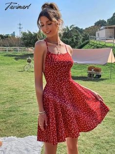 Tavimart Summer Sexy Dress Women Strapless Polka Dot Cross Bandage Backless Cami Dress Print Boho Beach Birthday Party Mini Dress A-Line Long Evening Dresses Elegant, Beach Birthday Party, Boho Beach Dress, Beach Birthday, Printed Summer Dresses, Evening Dresses Elegant, Gowns Of Elegance, Boho Beach, Evening Dresses Long