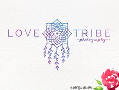 the logo for love tribe photography with watercolor flowers and leaves on white paper background