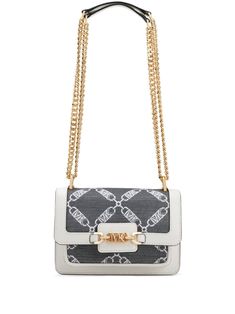 white/multicolour calf leather monogram jacquard leather trim gold-tone logo plaque foldover top with magnetic fastening sliding chain-link shoulder strap front pouch pocket main compartment internal logo patch internal slip pocket logo-jacquard lining gold-tone hardware Michael Kors Rectangular Bag With Logo Hardware, Michael Kors Crossbody Shoulder Bag With Logo Hardware, Chic Michael Kors Bag With Logo Hardware, Chic Michael Kors Bag With Logo, Chic Shoulder Bag With Branded Hardware And Monogram Canvas, Luxury White Bag With Logo Hardware, Chic White Shoulder Bag With Logo Hardware, Michael Kors Top Handle Shoulder Bag With Logo, Luxury Michael Kors Shoulder Bag With Logo Hardware