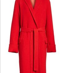 Nwot Size Large (Will Fit Size 12-16) Missing Belt (Reflected In Listed Price) 100% Virgin Wool Red Outerwear For Fall Daywear, Wool Blanket Coat, Asymmetrical Coat, Red Blanket, Medium Coat, Wool Winter Coat, Blanket Coat, Asymmetric Jacket, Wrap Coat