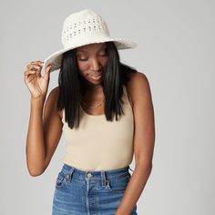 The sister to our handmade original cotton crochet, this hat features a beautifully scalloped edge paired with our signature crocheted style. With its easily storable design and great sun protection, this hat is perfect for any occasion! Features: Packable 4" brim Hat size: 57cm One size 100% cotton UPF 50 Wide Brim Hat Summer, Hat Clips, Scarf Poncho, Cotton Hat, Natural Tan, Cute Hats, Dress Hats, Cotton Crochet, Wide Brimmed Hats