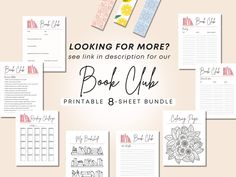 the book club printable 8 - sheet bundle