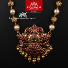 Kameswari Jewellers, Gold Temple Jewellery, Pearl Necklace Designs, Chain For Men