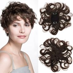 Amazon.com : ICRAB 7" Short Curly Human Hair Toppers for Women Dark Brown,2.76x3.94 Small Area Clip in Top Hair Pieces Natural Wavy Short Hair Topper Wiglets Hairpiece for Slight Thinning Hair : Beauty & Personal Care Wavy Short Hair, Permanent Curls, Hair Toppers For Women, Curly Hair Pieces, Human Hair Toppers, Clip In Hair Pieces, Human Hair Pieces, Hair Care Oil, Hair Color Light Brown