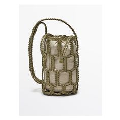 Mint Zara Bucket Bag For Everyday Use, Zara Everyday Use Bucket Bag, Chic Open Weave Bucket Shoulder Bag, Woven Leather Bucket Bag, Zara Bucket Shoulder Bag For Travel, Mini Bucket, Mini Bucket Bags, Leather Weaving, Nappa Leather